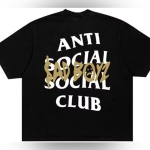 Anti Social Club x SADBOYZ Gold Tee, NWT!